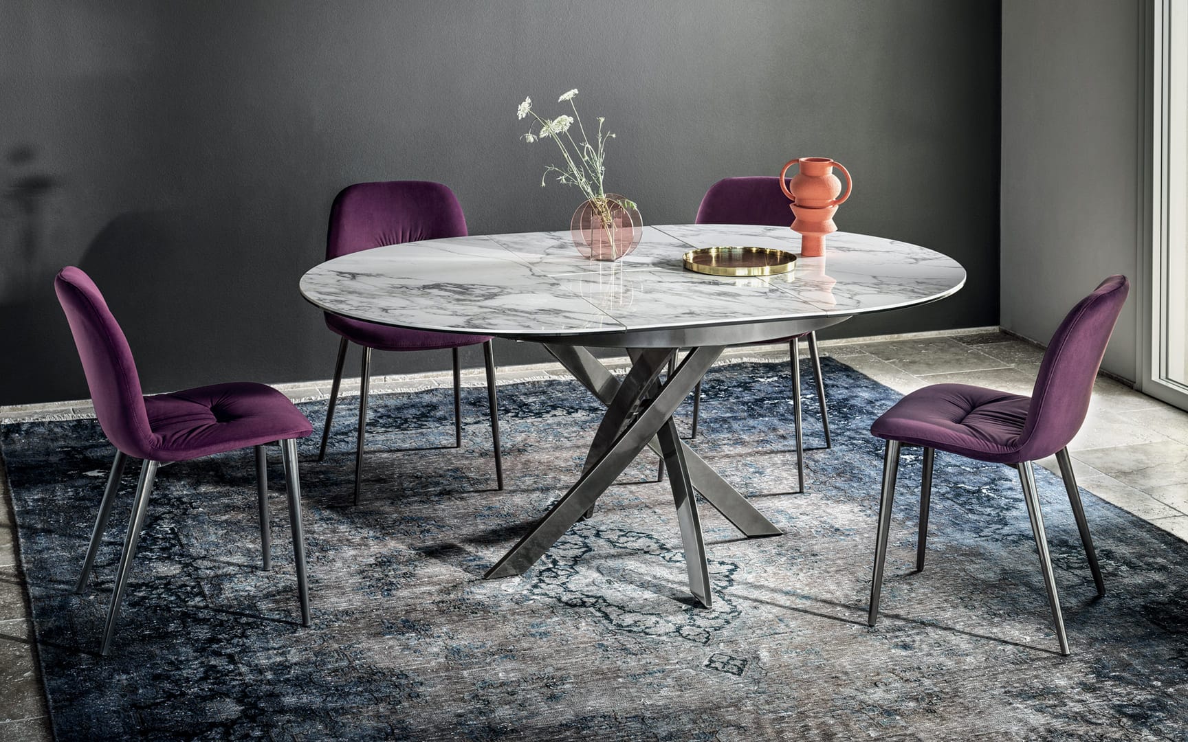 Bontempi Barone Round Extendible Dining Table