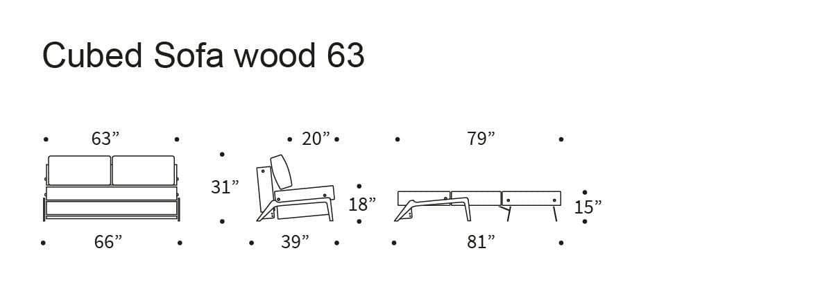 Innovation Cubed Queen Size Sofa Bed With Dark Wood Legs