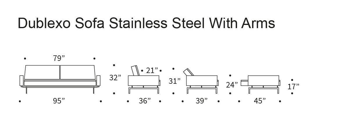 Innovation Dublexo Stainless Steel Sofa Bed With Arms