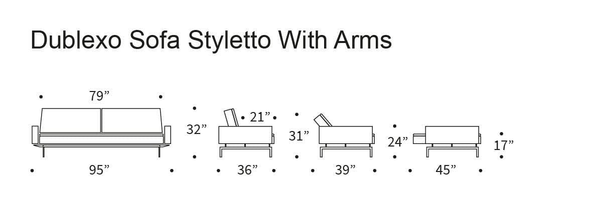 Innovation Dublexo Styletto Sofa Bed Dark Wood With Arms